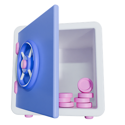 3D Illustration Open Safebox and Coin 3d 3d icon 3d illustration blender graphic design illustration render ui