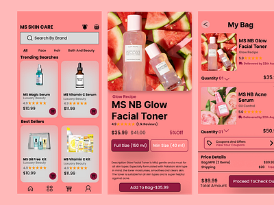 MS Skin Care App UI app design figma skin care ui uiux ux