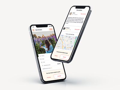 OliveUS | Babysitting Booking App | Job Details app design babysitting booking branding buttons daily ui description design job details map mobile design profile ui ui trends ux