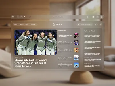 Vision Pro News Portal Design apple vision apple vision pro ar design augmented reality extended reality media platform mixed reality mr news portal news website online magazine online media spatial ui virtual reality vision vision pro vision pro ui vr web app design xr design