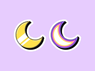 Moon stickers art cartoon crescent design dream half icon illustration luna lunar magic moon moonlight night phase pop retro sleep sticker vector