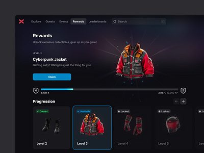 Rewards Program battle pass collectible esport gaming gift progress quest reward wearable