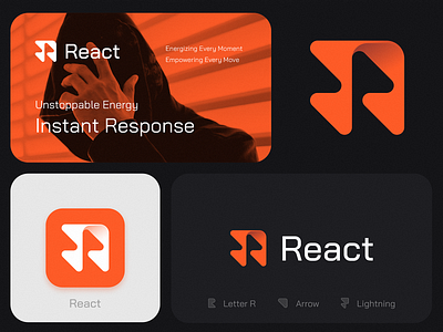 React Logo Concept ai blockchain branding coding gradient icon identity it lettering logo tech