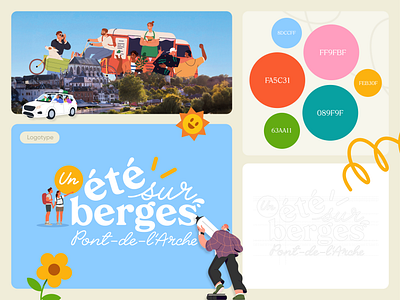 Un été sur berges - Branding brand branding character colors design graphic design graphisme identity illustration letter logo pastel summer type typography ui work