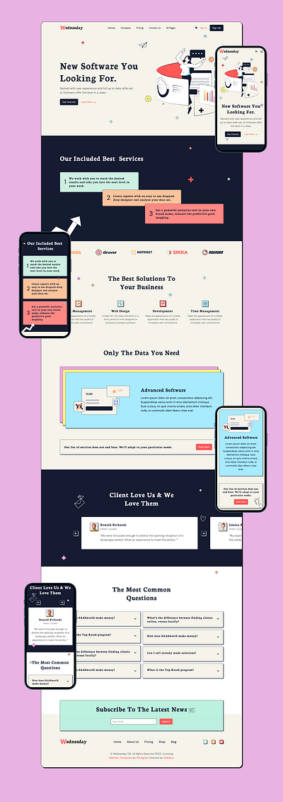 Wednesday figma design responsive design saas webflow template startup website template ui ui design webflow webflow design webflow designer webflow template webflow website website design website designer