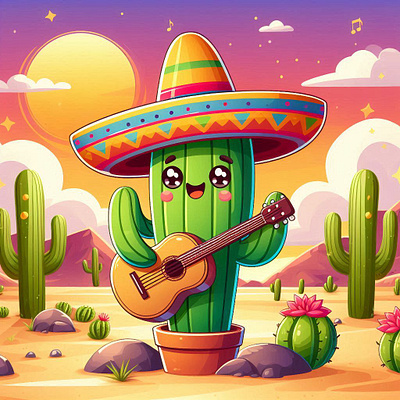 Mexican cactus illustration background design graphic design illustration mexican cactus illustration vector