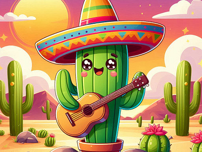 Mexican cactus illustration background design graphic design illustration mexican cactus illustration vector