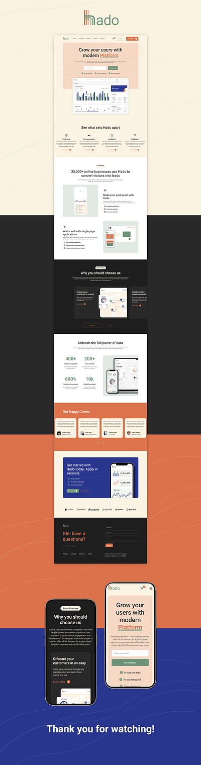 Hado and startup figma design professional template responsive design saas template ui ui design webdesign webflow webflow design webflow designers webflow template webflow website website design