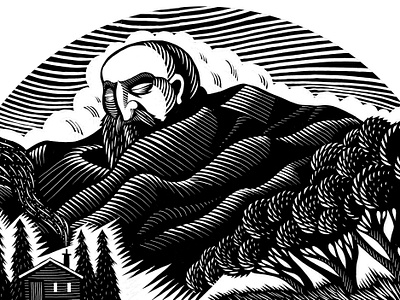 Mountains 2d bw character digital folioart illustration line lino cut nature nick hayes print