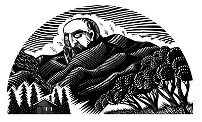 Mountains 2d bw character digital folioart illustration line lino cut nature nick hayes print