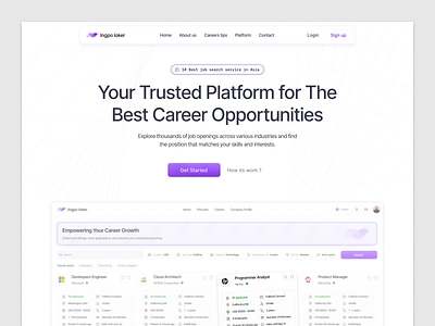 Ingpo loker - Job Finder Landing Page career dashboard employment hiring job job board job directory job finder job listing job search job seeker landing page linkedin recruiter recruitment resume saas ui web design website