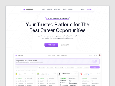 Ingpo loker - Job Finder Landing Page career dashboard employment hiring job job board job directory job finder job listing job search job seeker landing page linkedin recruiter recruitment resume saas ui web design website