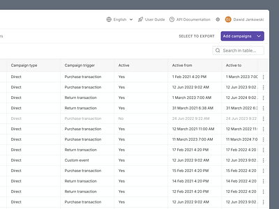 Customer loyalty software - Redesign clean clean design collapsed crm crm saas customer loyalty customer software customers design loyalty loyalty software navigation product design records saas crm table tables top bar ui ux