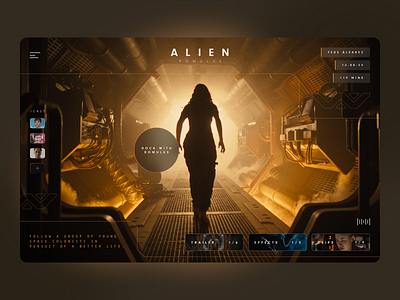 Alien: Romulus alien cast customcursor darkui film hero image lines monotype movie retrofuturism romulus ui webdesign