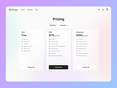 SaaS pricing page - Light theme light theme pricing saas subscription ui wed design