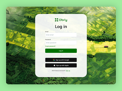 Agro SaaS login page - Light theme agro analytics platform authorization login saas ui wed design