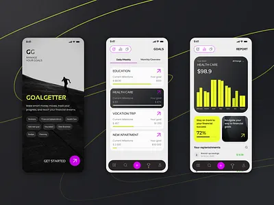 Goal Setting App app finance finance manager goals goals tracker habits mobile app ui uiux design ux