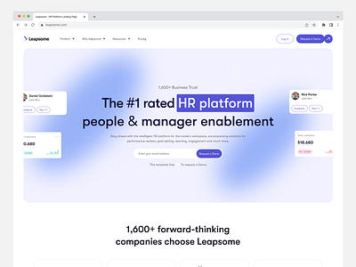 Leapsome - HR Platform Landing Page automation employee employee managing hr landing page hr platform human resource job platfom leapsome leapsome website saas saas landing page saas platform saas website ui design uiux web design website