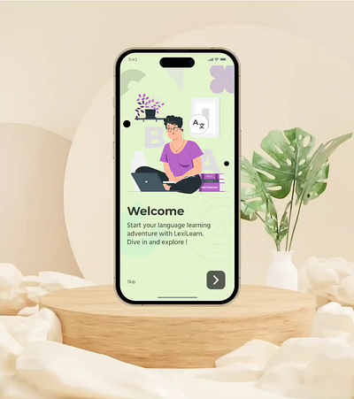 Language learning App Onboarding (with Animation) app edtech figma interaction design language learning app micro interactions mobile app motion graphics smart animate ui ux visual design