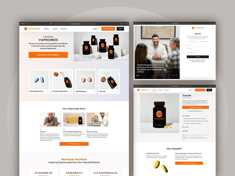 Viapromeds - Website (Desktop UI) landing page medical product page signup ui ui design ux uxd visuals