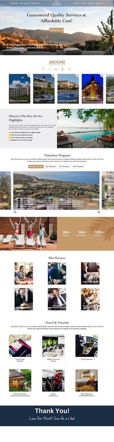 Bon Voyage: Luxury Travel & Timeshare Solutions ui web design