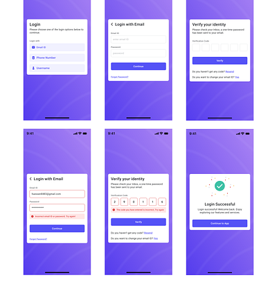 Login Verification Screens login screens login signup screens onboarding screens ui ui design
