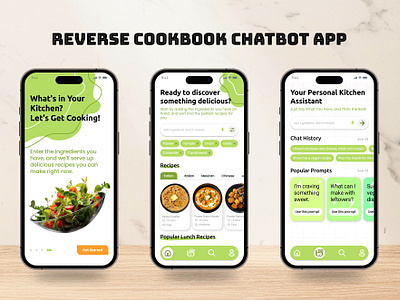 Reverse Cookbook App UI cookbook app food app high fidelity mobile app prototyping recipe app reverse cookbook app reverse recipe app ui wireframing