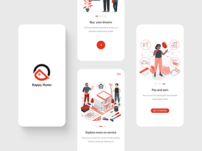 Happy Home - Onboarding Flow UI appdesign mobiledesign onboardingui realestateapp uidesign userexperience