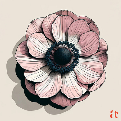 Anemone Contrast by Aravind Reddy Tarugu anemone aravind art backdrop bloom botanical contrast creamy dark center design detailed elegance eye catching flower illustration nature petals reddy tarugu vector