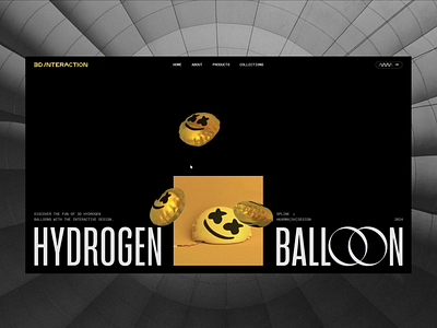 HYDROGEN BALLOON Homepage 3d animation balloon big typo clean home interaction design layout minimal motion graphics physics spline typography ui webdesign website