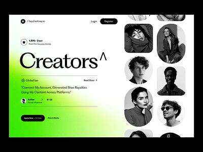 Creator website branding clean creator design digital creator graphic graphic design header illustration landing ui logo motion graphics product design social media typography ui ui ux user experience ux web