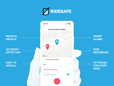 Ridesafe - Product features app design branding product design ui