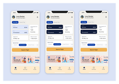 Flight Ticket Booking - Search/Home Page app asthetic booking clean cream design desining easy flight flight booking mobile mobile app responsive ticket ticket booking travel ui uiux user ux