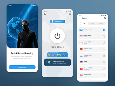 VPN Mobile App Design Concept app app design design graphic design illustration inspiration ios app proxy trendy design ui ui design uidesign uiux vector vpn vpn app vpn design