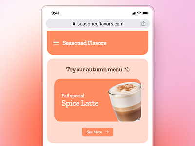 Seasoned Flavors - Coffee Shop Mobile Landing autumn cafe coffee landing minimalist orange ui web