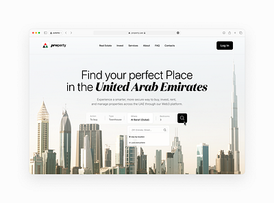 UAE Property Real Estate dubai hero section landing property real estate search uae ui web design