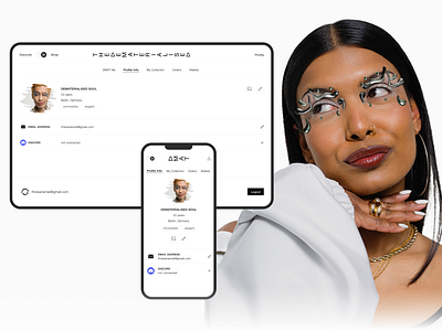 The dematerialized - profile page UI/UX design design digital fashion e commerce edit nft profile profile page ui uiux uxui web3