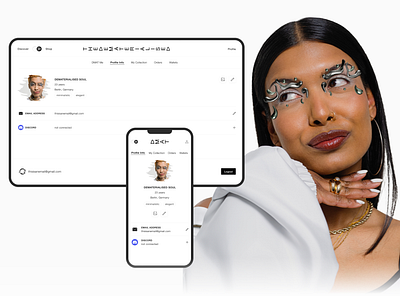 The dematerialized - profile page UI/UX design design digital fashion e commerce edit nft profile profile page ui uiux uxui web3