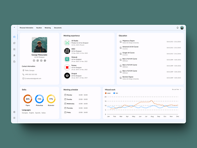 HR SaaS project: employee profile page businesssoftware cleanui dashboarddesign educationtracker employeeexperience employeemanagement hrdashboard hrsaas hrsoftware hrtech hrtool moderndesign productivitytool saasdesign skillsmanagement ui uiuxdesign webappdesign workforcemanagement workschedule
