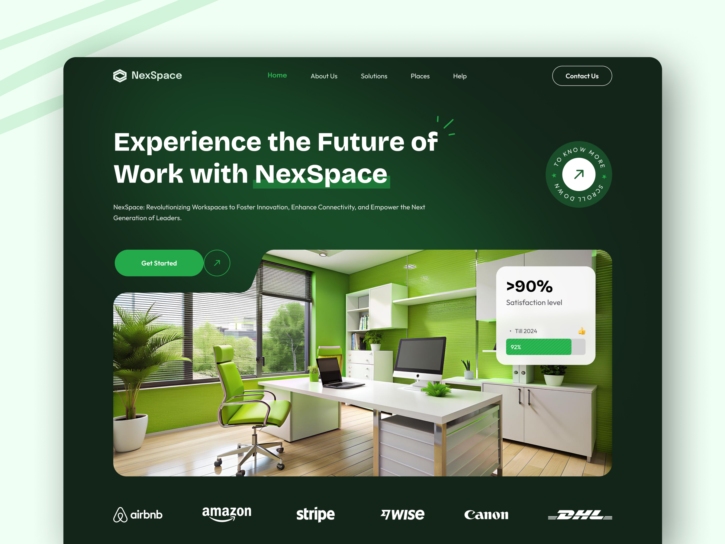 Future Workspace Website Landing Page Design animation app app ui branding design figma graphic design illustration interior design website landing page design landing page ui logo product design trend ui ui design user interface ux design web design workspace website