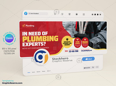 Plumbing Facebook Cover Layout Canva Design plumber social media plumbing facebook cover social media cover