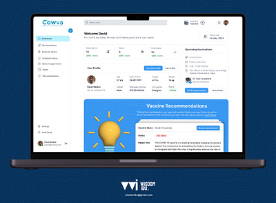 Health tech Dashboard - Cowva dashboard health healthtech productdesign telehealth ui uiux uiuxdesign userinterface webapp webdesign websitedesign