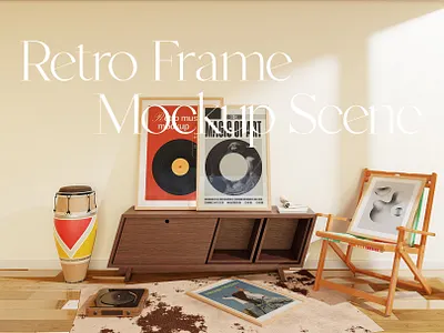 Retro Frame Mockup Scene photo
