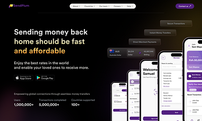 Sendplum revamp app banking payments design digitalbanking figma finance financialservices financialtechnology fintech illustration logo mobile mobile app mobile app design mobile design payments receive money send money ui ux