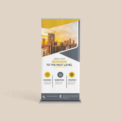 Standee branding brochure graphic design logo social media post standee