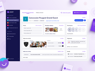 Joozy Dashboard app dashboard incentive product design saas ui