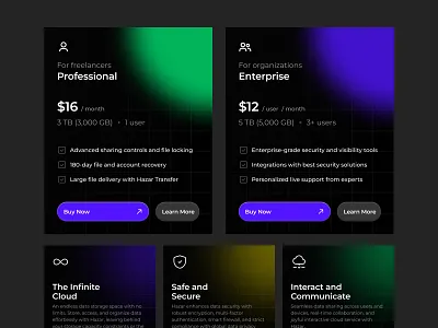 Card Design card card design cloud service dark dark ui landing page uidesign uiux web design website