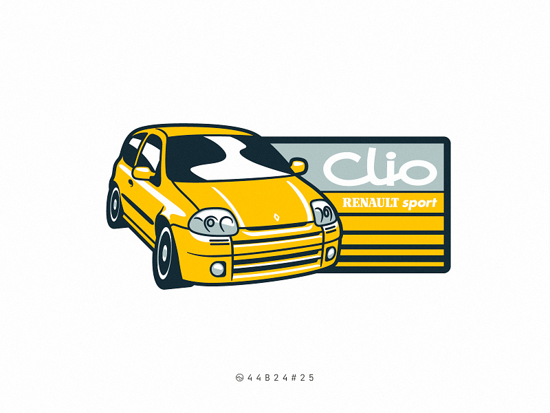 44B24#25 badge branding car clio france french hot hatch illustration logo renault retro sport sticker vehicle vintage