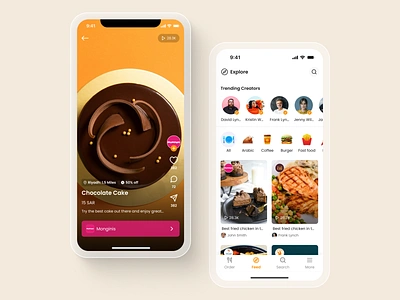 Koinz Social app app design app ui button cuisines design feed feed tab food app layout minimal mobile app order button reel ui ui design ui ux user interface ux video