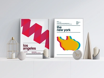 Poster Series: LA & NY | swiss design city posters cityposters design graphic design illustration la los angeles losangeles minimalism mockup new york ny open to work poster design swiss design swiss poster swiss style swissdesign typography ui